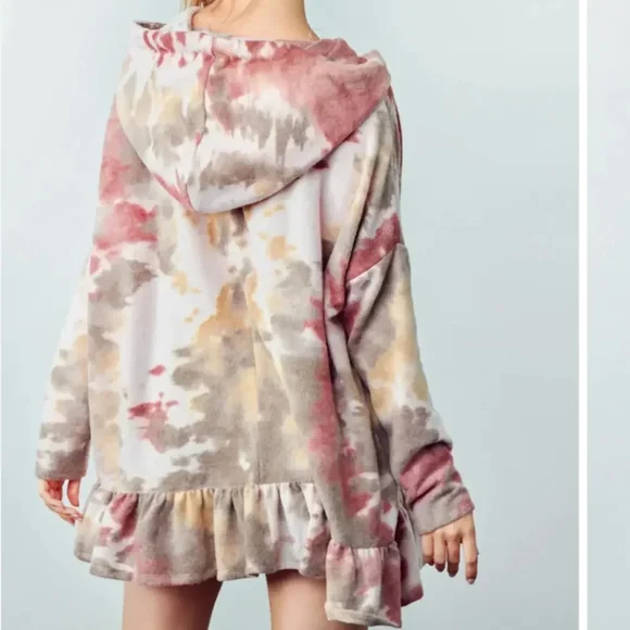 Fluffy Tie Dye Hoodie Tunic - Picture 3 of 4